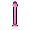 Szklane gładkie proste dildo różowe 16 cm